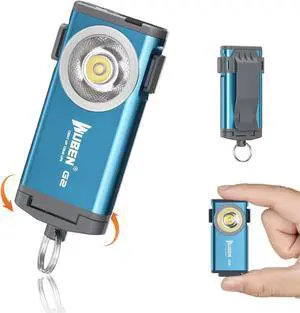 WUBEN G2 LED Mini Flashlights, 500 Lumens Small EDC Flashlight Keychain, 5 Modes Rechargable Handheld Pocket Torch with High Lumens for Camping, Outdoor, Emergency, Everyday Flashlights(Blue)
