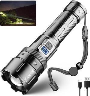 Rechargeable Flashlights - 200000LM Led Flashlight High Lumens Rechargeable, Super Bright Flashlight Powerful Flashlights,Multifunctional Rechargeable Flashlight for Home Camping Emergencies