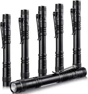 Honoson 6 Pieces LED Pen Light Flashlight Small Mini Flashlight Pocket Light Penlight with Clip Compact Torch for Inspection Work and Repair