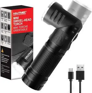 HAUTMEC Rechargeable LED Flashlights 500 High Lumens Super Bright Magnetic Flashlight Waterproof Mini Flashlight 3 Modes Handheld Small Swivel Flashlights Powerful for Camping, Outdoor, Hiking