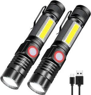 Rechargeable LED Flashlights, Magnetic Flashlight Super Bright Tactical Flashlight with SideLight,USB Rechargeable,Zoomable,Waterproof Best Small Flashlight for Camping, Emergency Rechargeable LED Flashlights, Magnetic Flashlight Super Bright Tactical Flashlight with SideLight,USB Rechargeable,Zoomable,Waterproof Best Small Flashlight for Camping, Emergency
