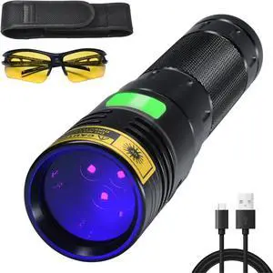 DARKBEAM Flashlight UV 365nm Black Light High Power 3 LEDs USB -C Rechargeable, 20W Mini Woods Lamp Ultraviolet with Filter - Detector for Pet Urine, Uranium Glass - Leak Detection - Resin Curing DARKBEAM Flashlight UV 365nm Black Light High Power 3 LEDs USB -C Rechargeable, 20W Mini Woods Lamp Ultraviolet with Filter - Detector for Pet Urine, Uranium Glass - Leak Detection - Resin Curing