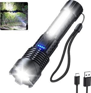 Flashlights High Lumens Rechargeable, 1,000,000 Lumen Super Bright Led Tactical Flashlight Battery Powered Handheld Flash Light with 7 Light Modes, USB C, Waterproof, Zoomable Focus