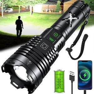 Led Flashlights 5200.000 High Lumens,Super Bright Flashlight True,Powerful Tactical Flashlight Up to 24H Long Battery Life Zoomable 6 Light Modes IP67 Water Resistant for Home Camping
