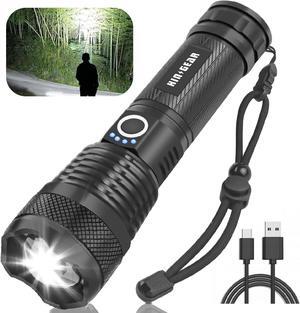 Rechargeable Flashlights High Lumens, High Power LED Flashlight XHP70.2 Powerful Tactical Flashlight with Zoomable Focus, 5 Modes Water Resistant Flash Light for Home and Outdoor