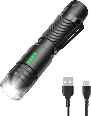 Rechargeable Flashlights 2000 High Lumen, Super Bright Tactical LED Flashlight Small, Compact Flashlight Waterproof IPX6, USB-C Rechargeable Pocket Flashlight 5 Modes for Outdoor, Emergency