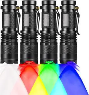 4 Color Light Single Mode Red Green Blue Cool White Light Flashlight for Night Observation