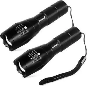 BINWO 2pack Small Zoomable Water-Resistant Tactical LED Flashlights 3000 Lumens -with 5 Modes for Camping/Biking/Hiking/Outdoor/Home/Emergency