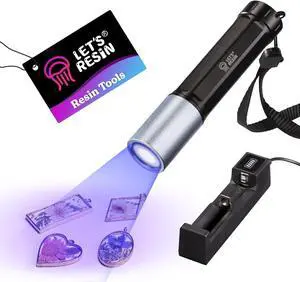 LETS RESIN UV Light for Resin Curing Portable Mini 365nm UV Flashlight Black Light Faster Cure LED Waterproof UV Lamp Rechargeable for Resin Molds Pet Urine Dry Stains Bed Bug