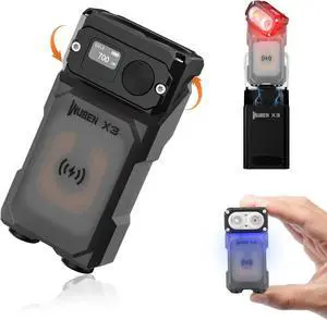 WUBEN X3 EDC Keychain Flashlight with Rechargeable Charging Box 180 Degree Rotating Head Mini Flashlight Ip65 Waterproof Magnet Pocket Flashlight 10 Mode Type-C Lanyard for Camping, Outdoor, Gift
