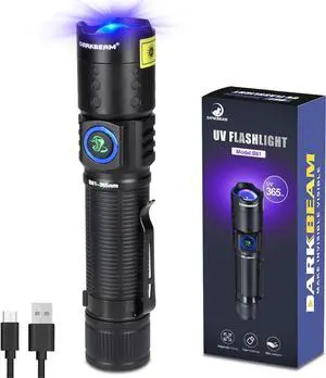 DARKBEAM UV 365nm Flashlight Black Light LED, Ultraviolet Flashlights, Powerful Rechargeable USB -C Woods Lamp, Focusable Water Resistant, Pet Urine & AC Leak Detection, for Curing Resin DARKBEAM UV 365nm Flashlight Black Light LED, Ultraviolet Flashlights, Powerful Rechargeable USB -C Woods Lamp, Focusable Water Resistant, Pet Urine & AC Leak Detection, for Curing Resin