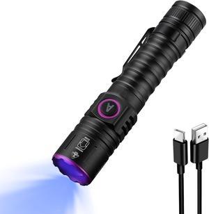 UV Flashlight 365nm, Black Light Flashlight LED, USB Rechargeable UV Light, Blacklight Flashlights for UV Resin Light Curing, Leak Detection and Pet Urine Detection