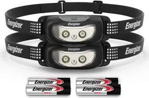Universal+ LED Headlamp (2-Pack) IPX4 Water Resistant Headlamps Bright Head Light for Outdoors Camping Running Storm Survival LED Light for Emergencies (Batteries Included)