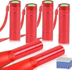 6 Pack Red Light LED Flashlight Mini, Red Flashlight Red Torch for Astronomy, Aviation, Night Observation and Animal Observation