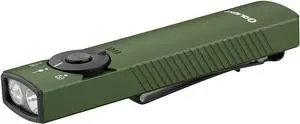 Arkfeld Pro Rechargeable EDC Flashlight with Green Beam UV Light and White LED Combo 1300 Lumens Portable Flat Flashlights Triple Light Sources Pocket Lights for Emergency (OD Green CW)