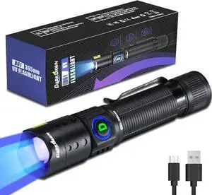 DARKDAWN UV Flashlight 365nm Light Mini USB Rechargeable Ultraviolet LED Blacklight Woods Lamp Powerful Fluorescent Portable Detector for Pet Urine Stains, Uranium Glass, Money, Resin Curing DARKDAWN UV Flashlight 365nm Light Mini USB Rechargeable Ultraviolet LED Blacklight Woods Lamp Powerful Fluorescent Portable Detector for Pet Urine Stains, Uranium Glass, Money, Resin Curing