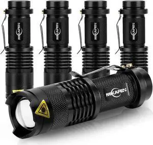 5 Pack Mini Flashlights LED Flashlight 300lm Adjustable Focus Zoomable Light (Black) 5 Pack Mini Flashlights LED Flashlight 300lm Adjustable Focus Zoomable Light (Black)
