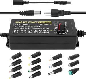 Adjustable Power Adapter, Towisituati Universal 3V ~ 24V Power Supply 3A 72W AC/DC Adapter Variable Power Supply AC 100V-240V Universal DC Power Supply Adapter Converter Transformer