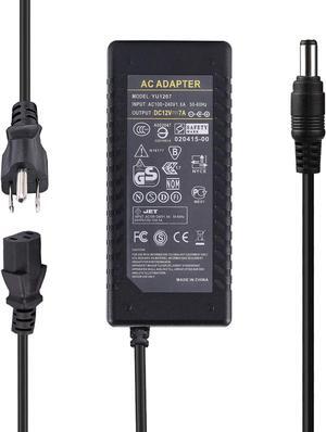 12V 7A Power Supply, AC 100-240V to DC 12V 7A Adapter, 5.5x2.5mm Barrel Connector, Compatible with LED Strip Lights, LCD Monitor, CCTV Cameras