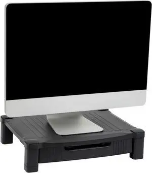 Mind Reader Monitor Stand, Storage Drawer, Desktop Organizer, Laptop Riser, Office, 17.25"L x 13.25"W x 4"H, Black