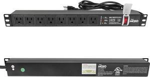 1U Rack-Mount Horizontal 8-Outlet Power Strip UL Listed PDU with Surge Protection LED Indicators 6ft Cord Power Distribution for IT and Network Server Racks