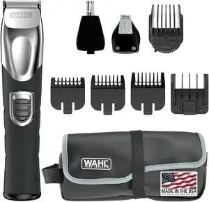 Wahl USA Rechargeable Lithium Ion All in One Beard Trimmer for Men with Detail and Ear & Nose Hair Trimmer Attachment  Model 9854-600B