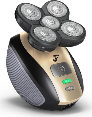 The FlexSeries Electric Head Hair Shaver - Freebird - Ultimate Mens Cordless Rechargeable Wet/Dry Skull & Bald Head Waterproof Razor with Rotary Blades, Clippers, Nose Trimmer, Brush, Massager