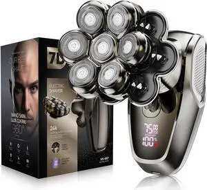 7D Head Shavers for Bald Men, SHPAVVER Detachable Head Shaver LED Display Dry/Wet Bald Head Shavers for Men, IPX7 Waterproof Head Shavers for Men with Type-C Charge