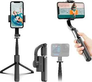 Gimbal Stabilizer for Smartphone Selfie Stick Tripod with Remote Control Auto Balance 360° Rotation 1-Axis Phone Gimbal for Group Selfies Live Streaming Video Recording