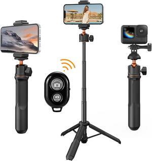 K&F Concept Small Phone Tripod, Lightweight Portable Vlog Travel Selfie Stick Handle Grip with Remote, 360° Ball Head Tripod Mount for iPhone/GoPro/Android/Camera/DJI OSMO Pocket 3