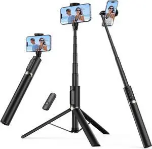 SYNCWIRE 55" Selfie Stick Phone Tripod, All-in-one Extendable Aluminum Cell Phone Stand Travel Tripod with Rechargeable Bluetooth Remote, Compatible with iPhone and More Android Phone