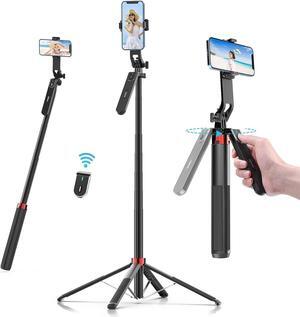 Ulanzi MA09 Selfie Stick Tripod, 71" Extendable Phone Tripod with Romote, Portable Cellphone Stand Tripod Quadrapod & iPhone Tripod, 3-in-1 Upgraded Travel Tripod for iPhone/Samsung/Camera