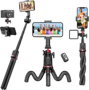 Phone Tripods Flexible Selfie Stick - Octopus Camera Tripods Extendable Cell Phone Tripod Stand with Remote, 360° Rotation Portable Travel Tripod for iPhone Android Camera Video Recording