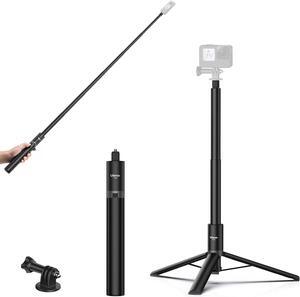 ULANZI 59in Invisible Selfie Stick Tripod TT52 Extendable Pole Selfie Stick Handle Grip Adjustable for INSTA360 X4 X3 Video Shooting w Adapter for Action Camera Hero 13 12, 11, 10, 9, 8, 7, 6, 5 etc