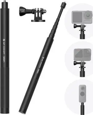 K&F Concept 60 inch Invisible Selfie Stick, Extension Pole compatiable with Insta360 Sports Camera, GoPro, DJI OSMO Pocket 3, 1/4" Extended Monopod Pole with GoPro Adapter