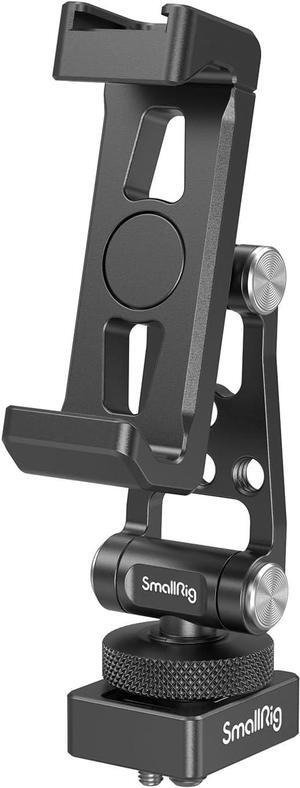 SMALLRIG Universal Phone Tripod Mount, Metal Cell Phone Mount with Cold Shoe Mount and M4 screws for DJI Stabilizers, Free Adjustment Phone Mount Adapter for iPhone 15 14, for Samsung Galaxy - 4301