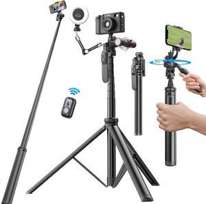 Extendable Phone Tripods Selfie Stick - 80" Tall Cell Phone Tripods Smartphone Tripod with Wireless Remote Travel Tripod for iPhone Android Phone Camera for Recording Video Selfies Photo