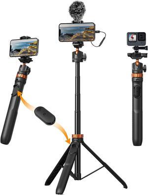 K&F Concept 62'' Phone Selfie Stick Tripod, 2-in-1 Lightweight Cellphone Holder and Camera Stand with Remote, Compatible with GoPro/iPhone/Android/Camera/DJI OSMO Pocket 3