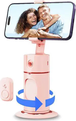 Auto Face Tracking Tripod - 360° Rotation Auto Tracking Phone Holder,No App, Phone Camera Mount with Remote and Gesture Control, Rechargeable Smart Shooting Holder for Video Recording