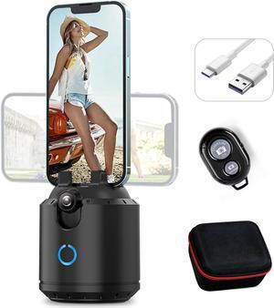 Auto Face Tracking Tripod 360°Rotation,2-Axis Auto Tracking Phone Holder,No App,Phone Camera Stand with Gesture Control,Rechargeable Smart Phone Stand for Live Vlog Video Streaming,Black