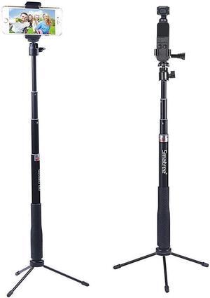 Smatree Telescoping Selfie Stick with Tripod Stand Compatible for GoPro Hero 13/12/11/10/9/8/7/6/5/4/3+/3/DJI OSMO Pocket 2/1/SJCAM/AKASO/Xiaomi Yi and Smartphones (Not Fit with OSMO Pocket 3)
