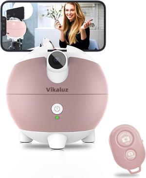 Auto Tracking Phone Holder, Auto Face Tracking Tripod, 360° Rotation Face Body Phone Tracking Tripod, AI-Powered Face Tracking,No APP Live Vlog Tiktok Video-Pink
