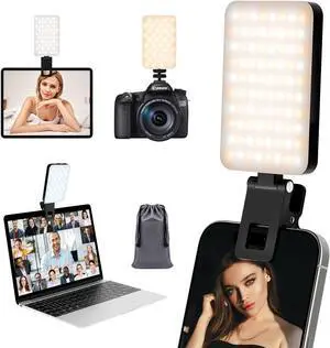 Selfie Light for Phone Clip On 2000mAh with 80 LEDs & 5 Colors for Phone, Phone Light for Video Recording, Rechargeable Video Light for Phone,Table, Laptop, Makeup, Live Stream, TikTok, Vlog