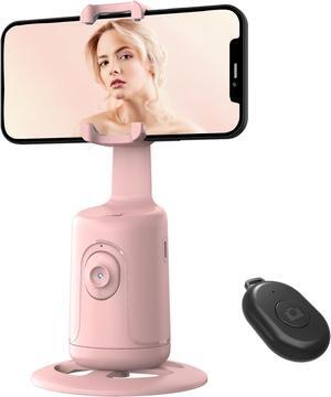 Auto Tracking Phone Holder, Auto Face Tracking Tripod, Portable All-in-one Smart Selfie Stick 360 Rotation Fast Face & Object Tracking Cameraman Robot Mount for Phone Video Vlog Live Streaming(Pink)