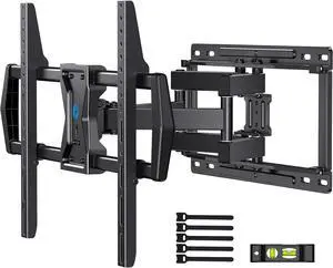 Full Motion TV Wall Mount for Most 37-75 inch TVs Wall Mount Bracket with Dual Articulating Arms Swivel Tilt Max VESA 600x400mm up to 100 lbs TV Mount Fits 12/16 Wood Studs PILF6