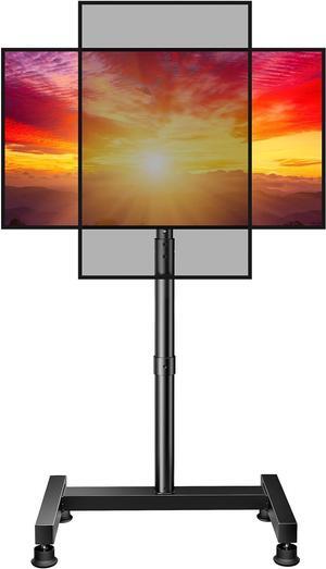 Perlegear Floor TV Stand with Mount for 26-50 inch TVs up to 55 lbs, TV Floor Stand with Rotation, Tilt, Level, Height Adjustable TV Stand for Bedroom/Living Room, Max VESA 300x300mm, PGFS12