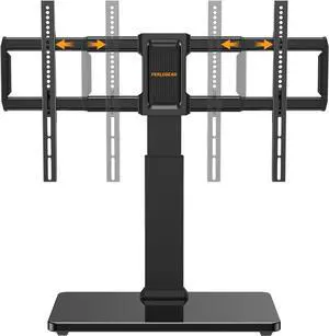Perlegear Swivel TV Stand - Universal Height Adjustable Tabletop Mount for 37-80 inch TVs, Holds up to 99 lbs, Preassembled InstaMount Front Support, Max VESA 600x400mm, PGTVS28