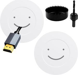 TV Wire Hider Kit for Wall Mount TV - in Wall Cable Management Kit with 2 Pass Throughs, Locking Brackets, and Hole Saw Drill Attachment