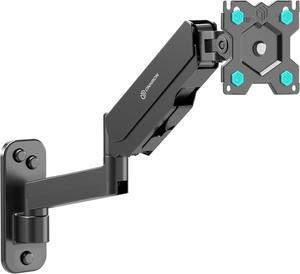 ONKRON Single Monitor Wall Mount for 13-34 Inch Screen up to 17.6 lbs - Gas Spring Arm 75x75 & 100x100 VESA Long Arm TV Mount Height Adjustable/Full Motion Wall Mount Black