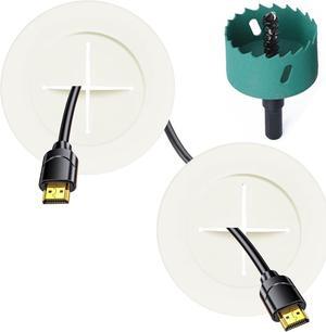 TV Wire Hider Kit for Wall Mount TV, in Wall Cable Management Kit, Includes 2 Pass Throughs and Hole Saw Drill Attachment for Easy InstallOff-White